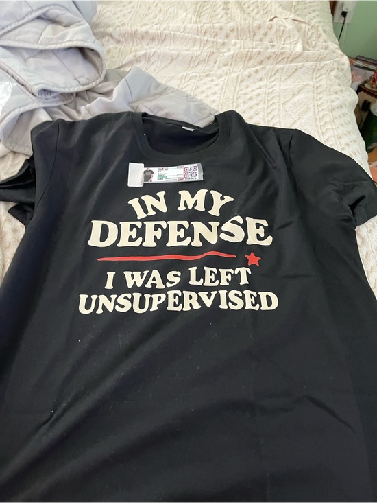 Other - Black Graphic Short-Sleeve Tee with Cream Text and Red Accent